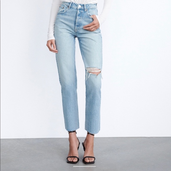 Zara Denim - Zara Ripped Straight Jeans NWT sz 10
